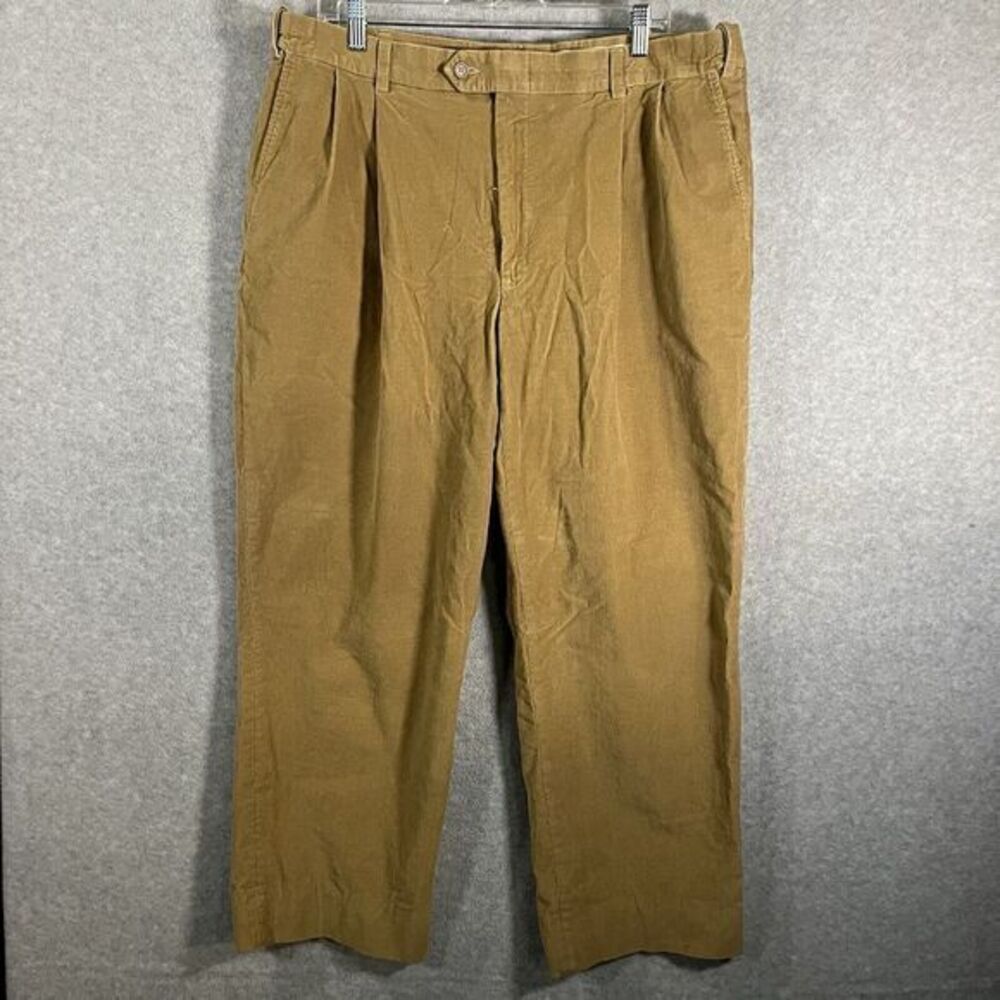 Palm Beach Mens Flat Front Tan Cord Corduroy Pants 40R 40x30 Outdoors 80s‎ Y2K